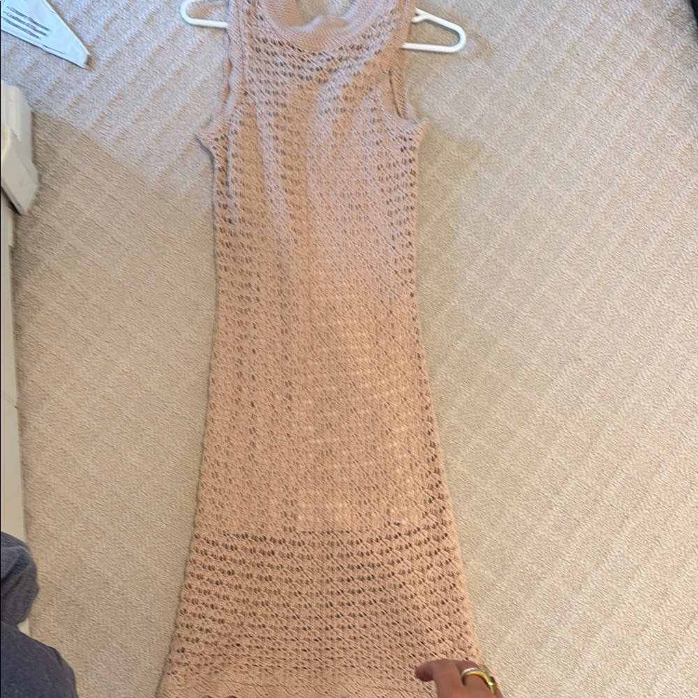 525 America Crochet Midi Dress in Soft Pink